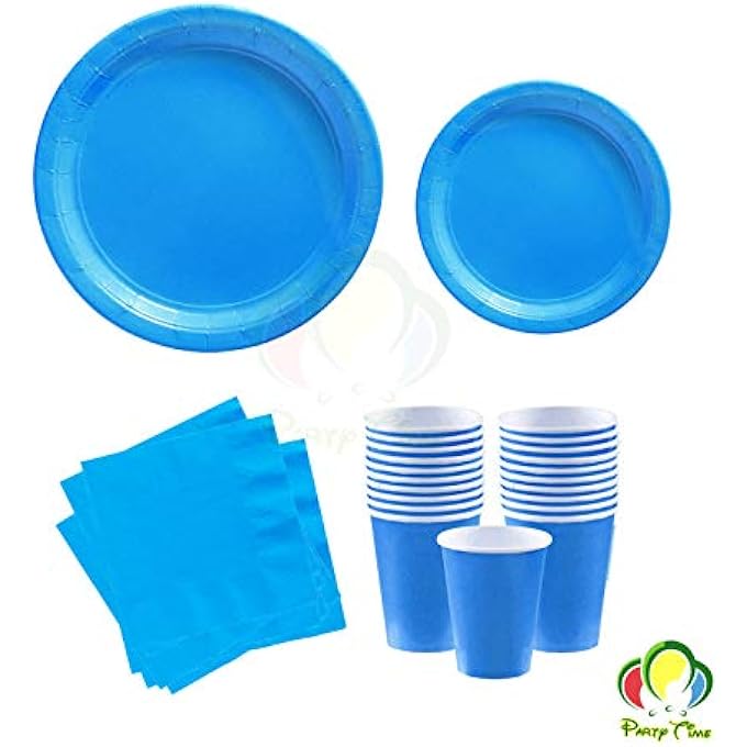BLUE SET OF 48 PIECES PARTY TABLEWARE BABY SHOWER DISPOSABLE DINNERWARE PLATES NAPKINS CUPS PARTY AND DIFFERENT EVENTS BIRTHDAY SUPPLIES