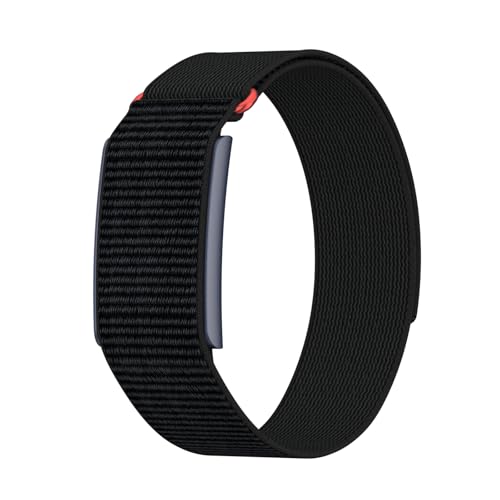 BlikWyt Nylon Loop Compatible with Amazfit Helio Strap Band Breathable Soft Sport Hook and Loop Wristband with Overlay Covered Design Black