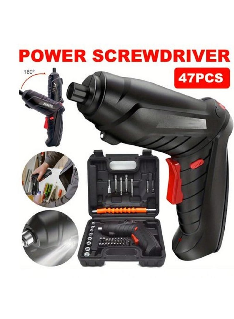 Rechargeable Cordless Electric Screwdriver Kit - Rotary Tools with Multi-Purpose Electric Drill Driver for Home Use, LED Light, and Carrying Case - Ideal for DIY, Home Repair, and Woodworking Projects - Image 4