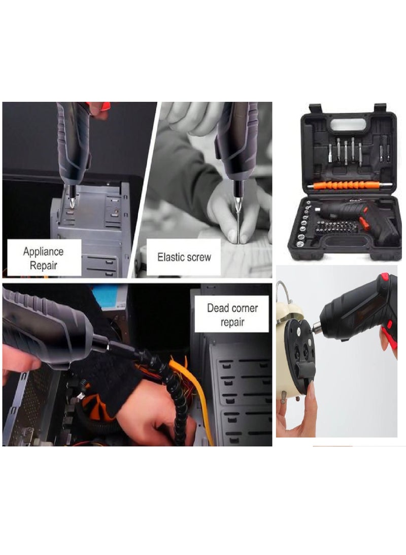 Rechargeable Cordless Electric Screwdriver Kit - Rotary Tools with Multi-Purpose Electric Drill Driver for Home Use, LED Light, and Carrying Case - Ideal for DIY, Home Repair, and Woodworking Projects - Image 3