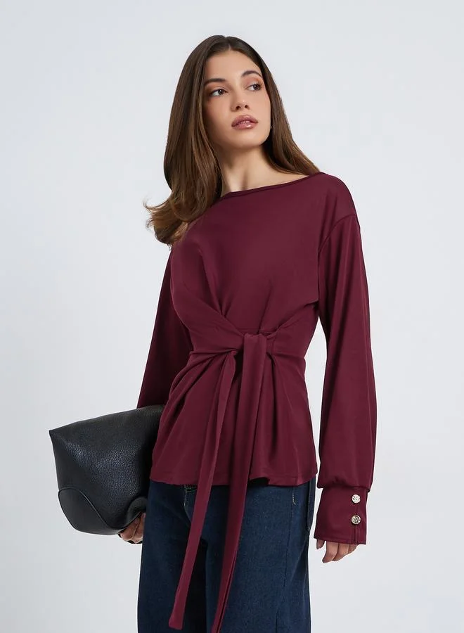 ستايلي بلوزة لف بأكمام طويلة