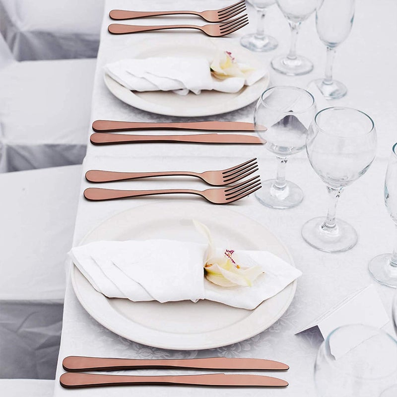FLOXIT Stainless Steel Rosegold Flatware Set for Dinning Table Cutlery Set Tableware Sets Mirror Polished Durable for Kitchen Utensil Include Spoons Forks Knives Rosegold Set of 10 - Image 2