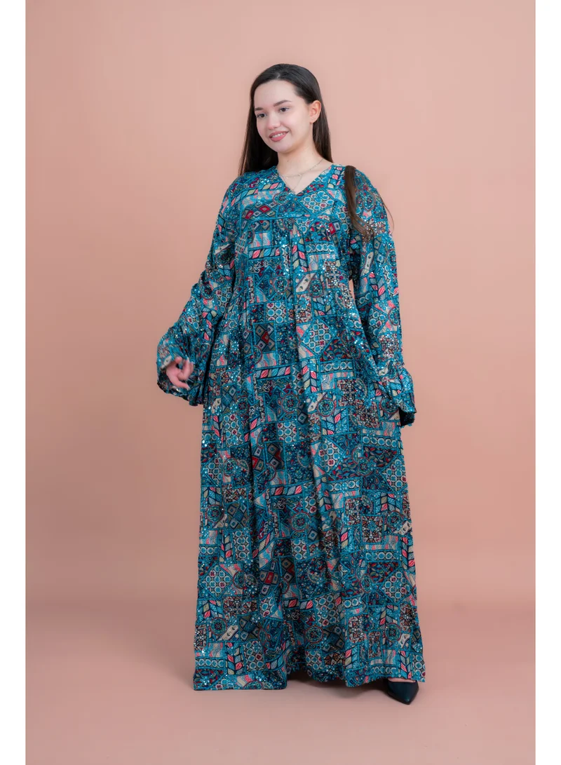IKKXA Abstract Geometric Maxi IK072 Turquoise