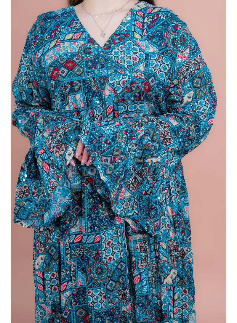 IKKXA Abstract Geometric Maxi IK072 Turquoise