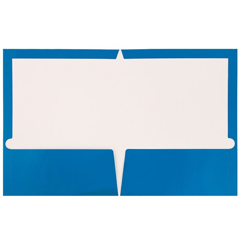 JAM PAPER Laminated Two Pocket Glossy School Folders - Letter Size - High Gloss Blue - 6/Pack - Image 4