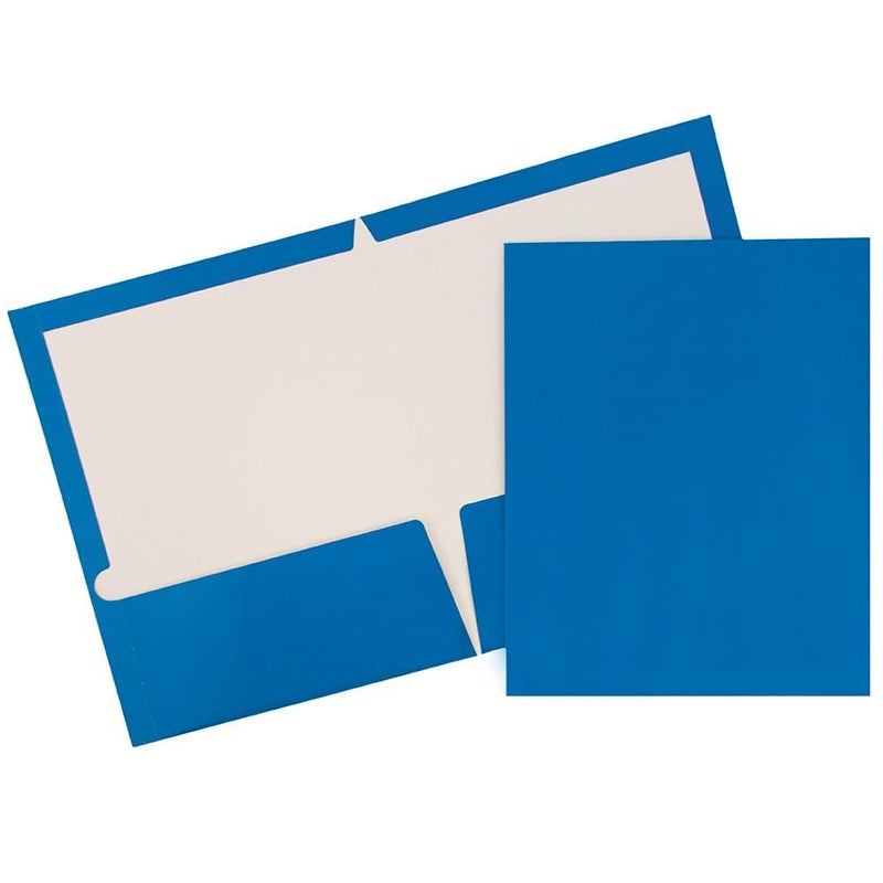 JAM PAPER Laminated Two Pocket Glossy School Folders - Letter Size - High Gloss Blue - 6/Pack - Image 1
