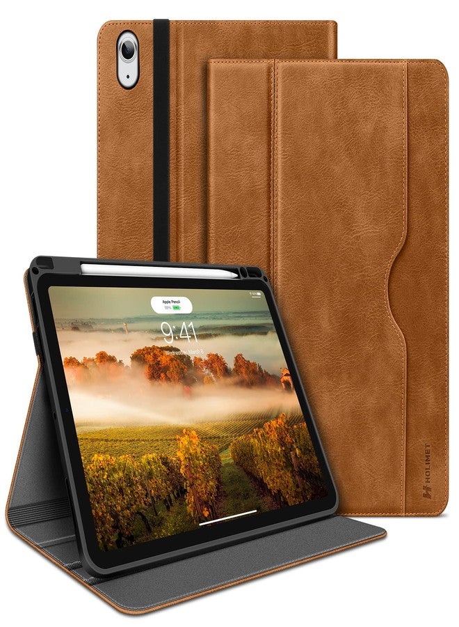 H HOLIMET جراب iPad Air مقاس 13 بوصة 2024 (M2) مع حامل قلم، غطاء مقاوم للصدمات، خاصية التشغيل/الإيقاف التلقائي، مصنوع من الجلد النباتي (بني) - Image 1