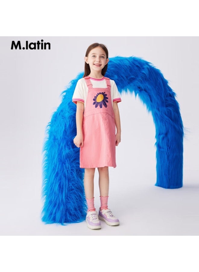 M.latin Children's Clothing, Girls' Dress, Summer New Style, Big Girls' Suspender Dress, Apricot Pink, 130cm - Image 2