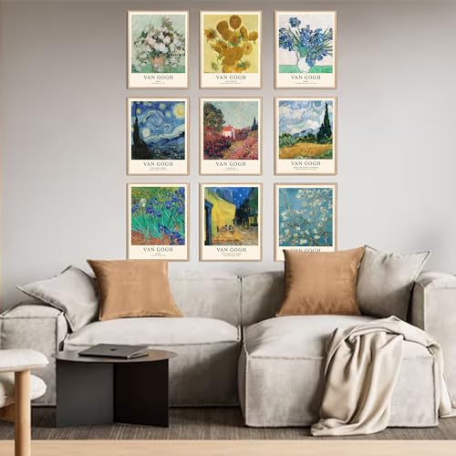 uniro Van Gogh Wall Art Van Gogh Art Posters Vintage Van Gogh Starry Night Sunflowers Prints Retro Famous Artist Paintings Museum Gallery Exhibition Poster Living Dorm Bedroom Unframed 8/''x10/'' - Image 2
