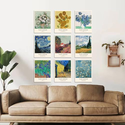 uniro Van Gogh Wall Art Van Gogh Art Posters Vintage Van Gogh Starry Night Sunflowers Prints Retro Famous Artist Paintings Museum Gallery Exhibition Poster Living Dorm Bedroom Unframed 8/''x10/'' - Image 4