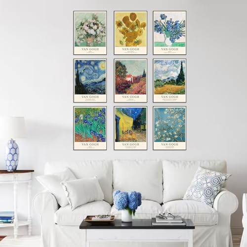 uniro Van Gogh Wall Art Van Gogh Art Posters Vintage Van Gogh Starry Night Sunflowers Prints Retro Famous Artist Paintings Museum Gallery Exhibition Poster Living Dorm Bedroom Unframed 8/''x10/'' - Image 5