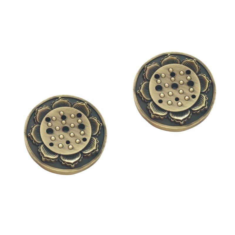 2pcs 3.5x1cm Alloy Incense Burner Dish Incense Burner Stand Incense Stick Holder Portable Tray (Bronze) - Image 1