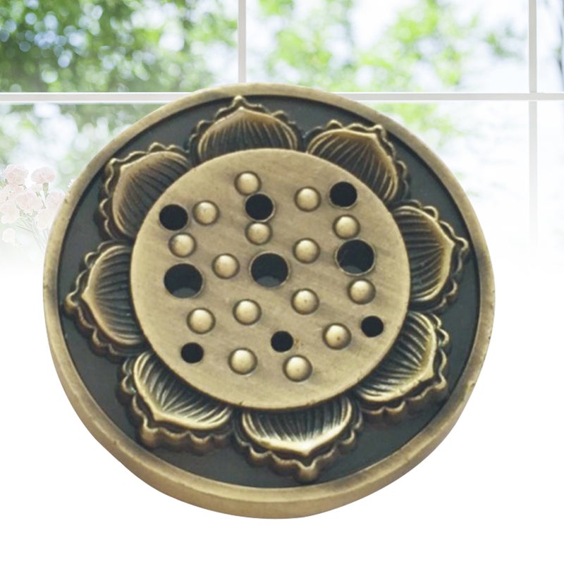 2pcs 3.5x1cm Alloy Incense Burner Dish Incense Burner Stand Incense Stick Holder Portable Tray (Bronze) - Image 2