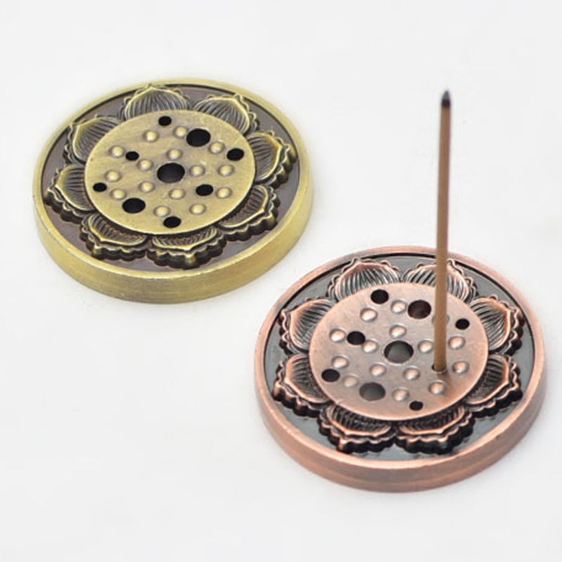 2pcs 3.5x1cm Alloy Incense Burner Dish Incense Burner Stand Incense Stick Holder Portable Tray (Bronze) - Image 5