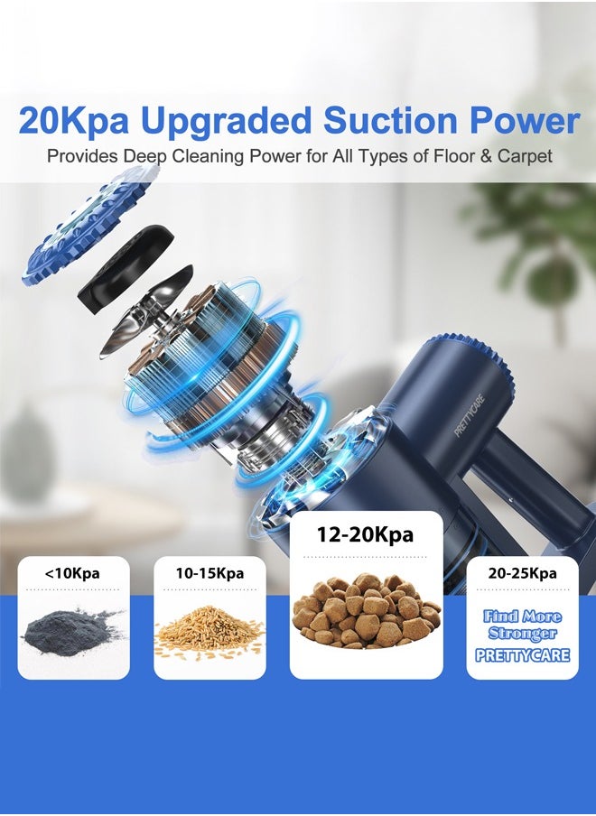 PrettyCare 6 in 1 Cordless Vacuum Cleaner,20kpa Powerful Rechargeable Handhleld Vacuum Cleaner for Home with LED Light, Self-Standing and 180° Bendable Wand, for Carpet and Hard Floor Pet Hair  - Image 5