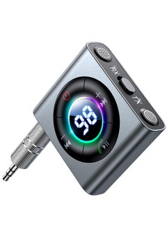 Generic Bluetooth 5.3 Car Adapter, 2-in-1 Transmitter & Receiver with Dual Mics, LED Display, 3.5mm AUX for Car Audio, Home Stereo, TV, Airplane, PC, and Speakers, Metal Design.  - Image 1