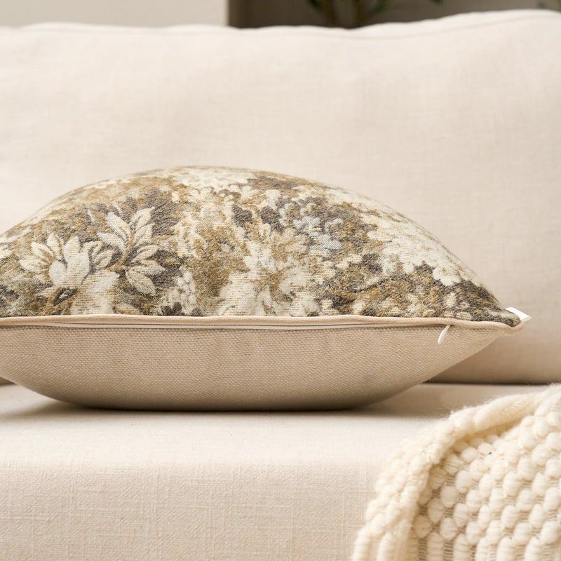 Yangest Neutral Floral Pillow Cover 12 x 20 Inches, Vintage Chenille Rectangle Throw Pillow Cover Soft Decorative Farmhouse Accent Couch Pillow Cover for Living Room Bedroom, Beige - Image 3