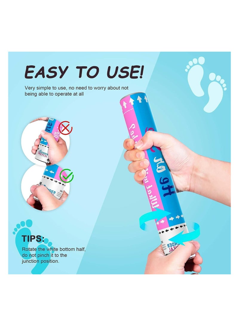 [1 Pack] Blue Gender Reveal Confetti Cannon [30 cm] - Party Poppers with Safe Powder Smoke for Pregnancy Announcement and Baby Boy Gender Reveal Party - Image 2
