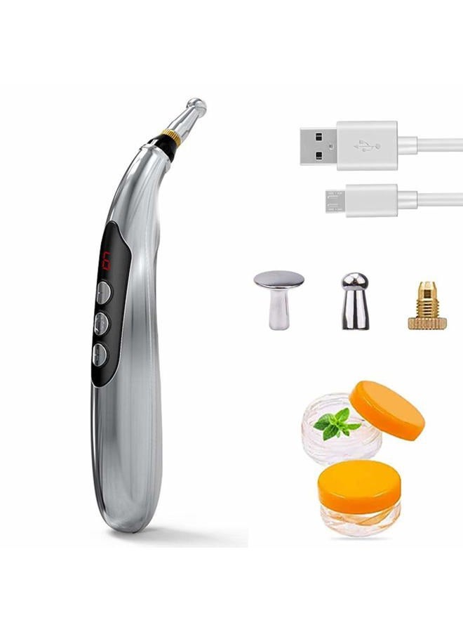 Winnes Acupuncture Pen Electronic Accupressure Pen, USB Rechargeable Pain Relief Electric Meridians Energy Pen Massager Pen Pain Relief Massage Tool with 3 Massage Heads & 2 Massage Gel - Image 1