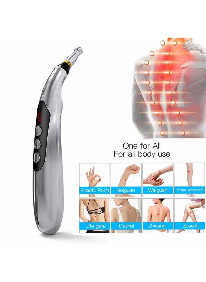 Winnes Acupuncture Pen Electronic Accupressure Pen, USB Rechargeable Pain Relief Electric Meridians Energy Pen Massager Pen Pain Relief Massage Tool with 3 Massage Heads & 2 Massage Gel - Image 2