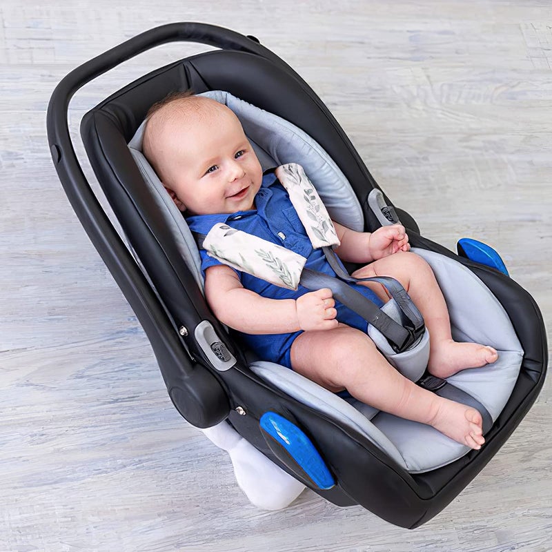 DILIMI Baby Car Seat Neck Cover, 2Pcs Car Seat Belt Cover Pad, Shoulder Strap Protectors, Seat Belt Covers Cushion for Boy Girl (Leaf) - Image 2