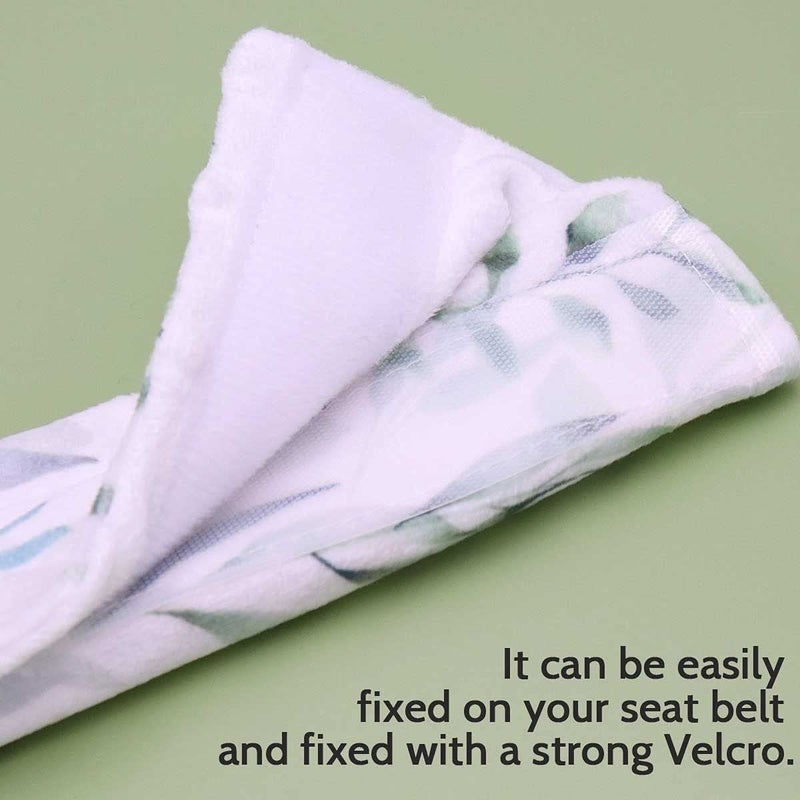 DILIMI Baby Car Seat Neck Cover, 2Pcs Car Seat Belt Cover Pad, Shoulder Strap Protectors, Seat Belt Covers Cushion for Boy Girl (Leaf) - Image 4