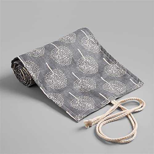 DIYOMR 24/36/72 Slots Pencil Wrap Pencil Rolls, Artist Colored Pencils Roll Up Bag Short Brushes Pouch Case Pencils Organizer for Drawing Coloring and Sketching (Trees, 24slots) - Image 4