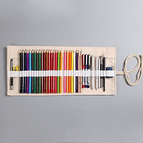 DIYOMR 24/36/72 Slots Pencil Wrap Pencil Rolls, Artist Colored Pencils Roll Up Bag Short Brushes Pouch Case Pencils Organizer for Drawing Coloring and Sketching (Trees, 24slots) - Image 5