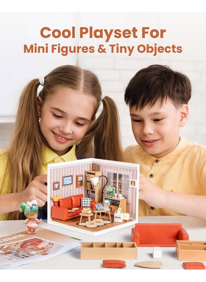 Rolife Rolife DIY Miniature Plastic House Building Set Toys Playset with LED Suitable for Mini Figures Construction Toys Diorama Kit Gifts for Teens Adults (Cozy Living Lounge)  - Image 5