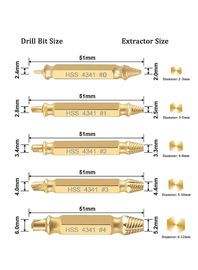 Y&D Damaged Stripped Screw Extractor Kit, DELFINO High Speed Steel HSS 4341 Socket Adapter Removal Set, for Broken Set - Image 2