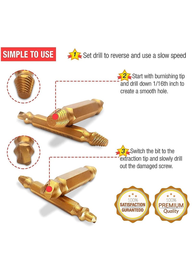 Y&D Damaged Stripped Screw Extractor Kit, DELFINO High Speed Steel HSS 4341 Socket Adapter Removal Set, for Broken Set - Image 3