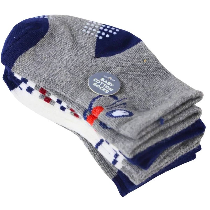 Baby Boys Anti Skid and Non Slip Cotton Socks 6-12months- 5pairs Pack