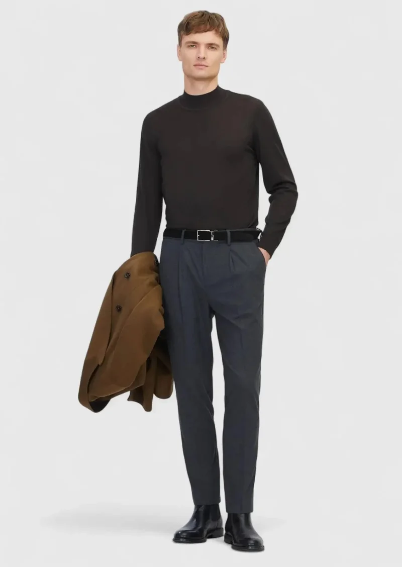 RAMSEY Hard Coal Weaving Modern Fit Casual Trousers