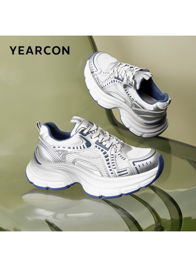 YEARCON Yierkang Thick-soled Dad Shoes For Women 25 New Silver Comfortable Sports Casual Shoes 49897w Silver Blue 37 - Image 1