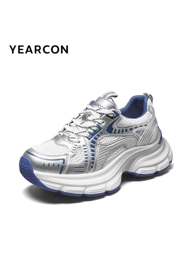 YEARCON Yierkang Thick-soled Dad Shoes For Women 25 New Silver Comfortable Sports Casual Shoes 49897w Silver Blue 37 - Image 3