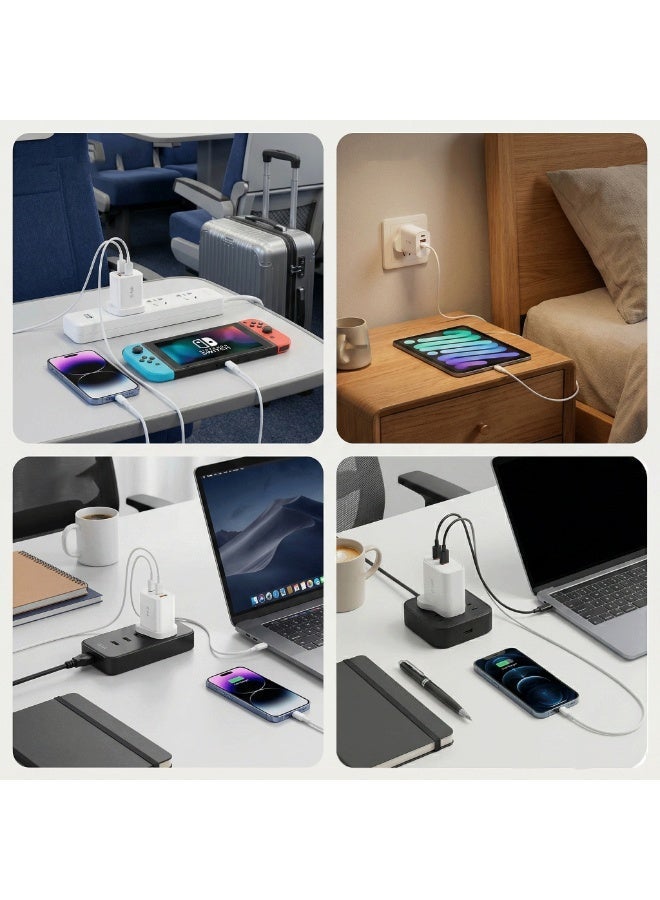 جي تاب شاحن سريع G-TAB بقدرة 20 واط، شاحن جداري GaN مع منفذين USB-A و USB-C – متوافق مع آيفون، سامسونج، سماعات الأذن، التابلت، شحن سريع ونقل بيانات - Image 4