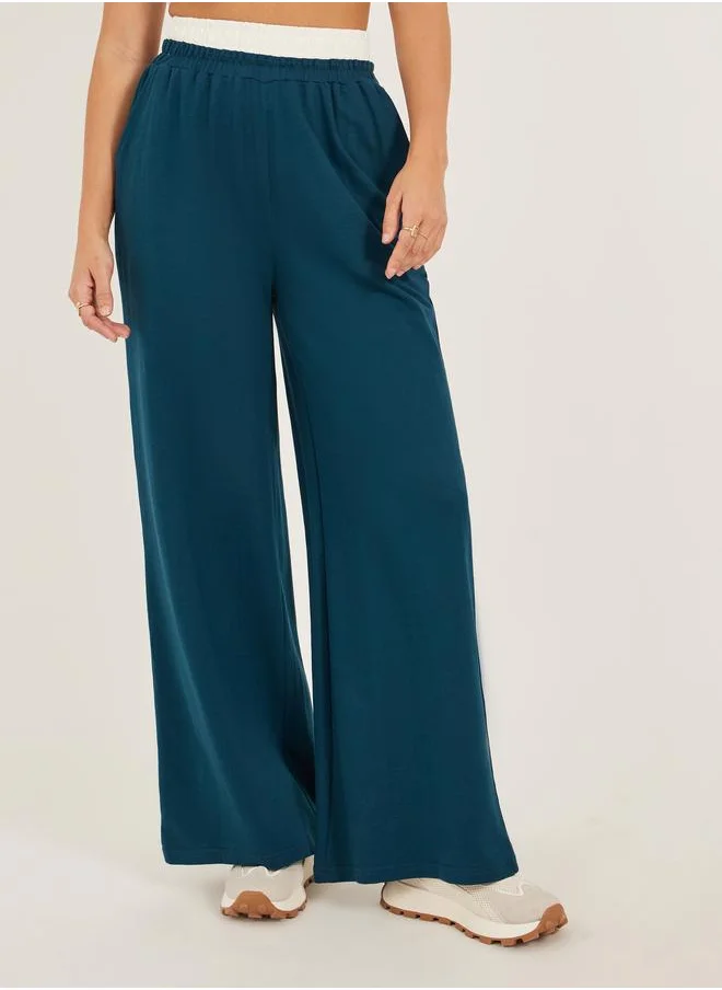 Styli Styli High Rise Contrast Waistband Joggers with Pockets