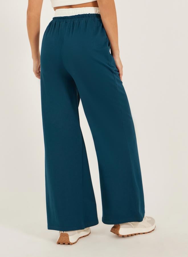 Styli High Rise Contrast Waistband Joggers with Pockets - Image 4