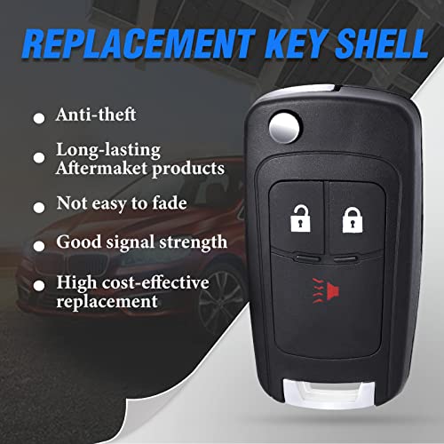Keymall Flip Key Shell Replacement for Chevrolet Spark 2012 2013 2014 2015 2016 A2GM3AFUS03 3 Buttons Just The Key Case - Image 4