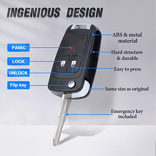 Keymall Flip Key Shell Replacement for Chevrolet Spark 2012 2013 2014 2015 2016 A2GM3AFUS03 3 Buttons Just The Key Case - Image 5