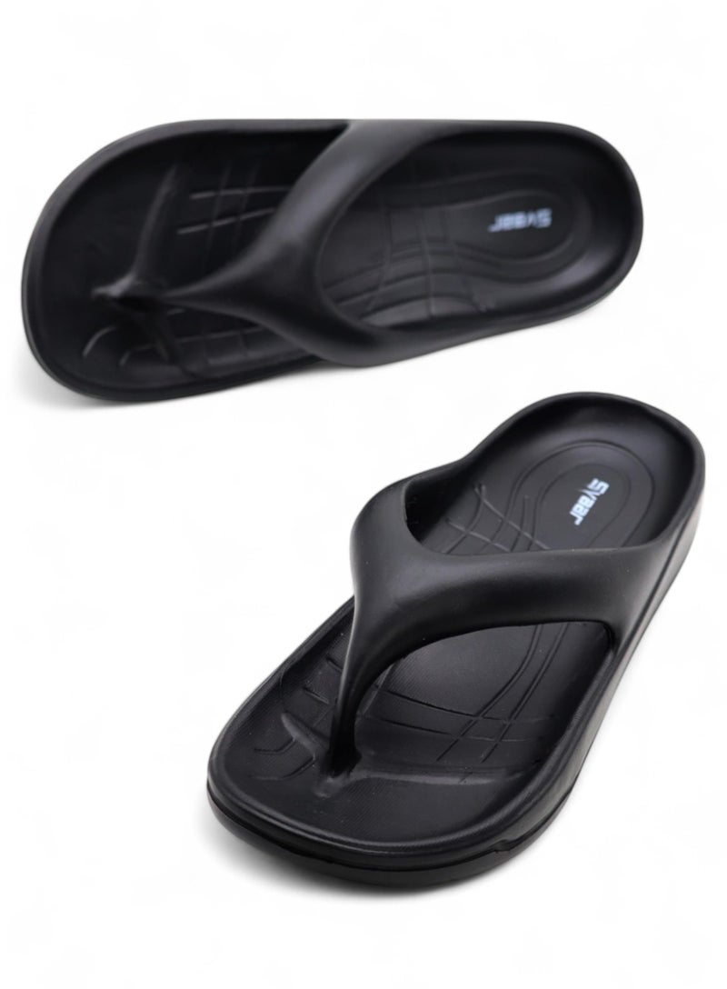 SVAAR Soft EVA Slippers for Men | Stylish Anti-Skid Flip-Flops with Arch Support & Bouncy Sole | Lightweight Indoor Outdoor Comfort Black - Image 1