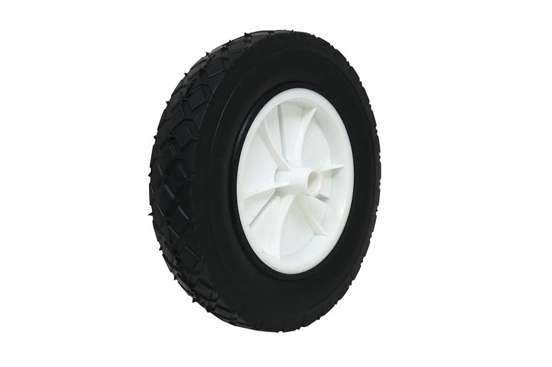 Shepherd Hardware Shepherd Hardware 9613 8-Inch Semi-Pneumatic Rubber Replacement Tire, Plastic Wheel, 1-3/4-Inch Diamond Tread, 1/2-Inch Bore Offset Axle,White - Image 1
