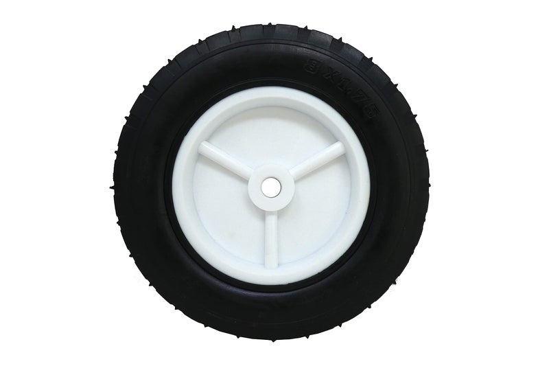 Shepherd Hardware Shepherd Hardware 9613 8-Inch Semi-Pneumatic Rubber Replacement Tire, Plastic Wheel, 1-3/4-Inch Diamond Tread, 1/2-Inch Bore Offset Axle,White - Image 2