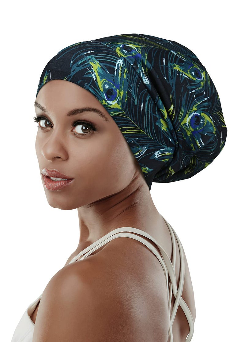 FocusCare Sleeping Cap,Satin Silk Liner Long Hair Women Braids Soft Blue Camo - Image 1