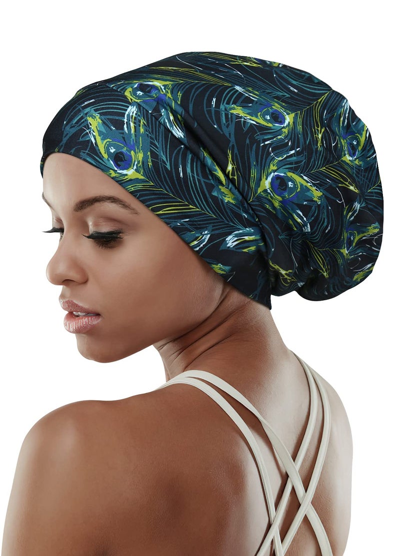 FocusCare Sleeping Cap,Satin Silk Liner Long Hair Women Braids Soft Blue Camo - Image 5