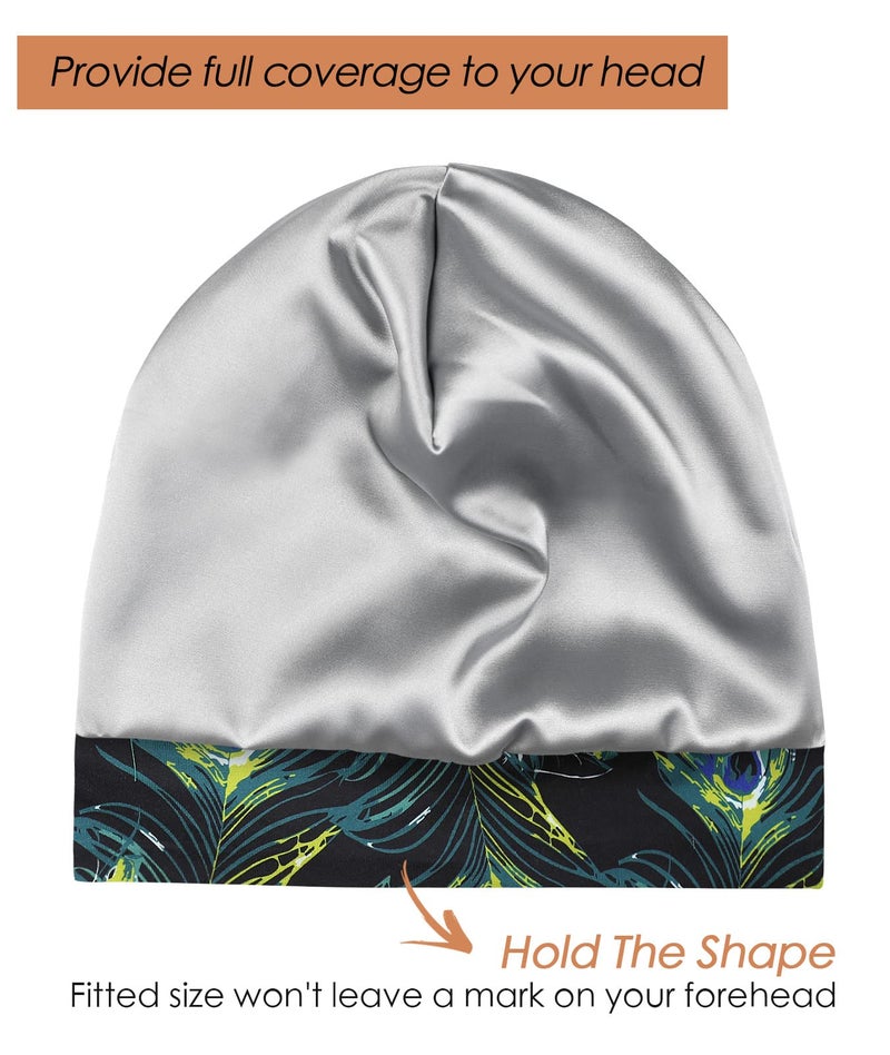 FocusCare Sleeping Cap,Satin Silk Liner Long Hair Women Braids Soft Blue Camo - Image 2