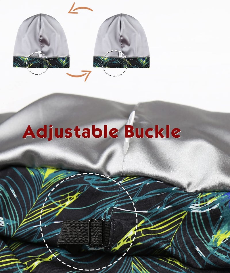 FocusCare Sleeping Cap,Satin Silk Liner Long Hair Women Braids Soft Blue Camo - Image 3