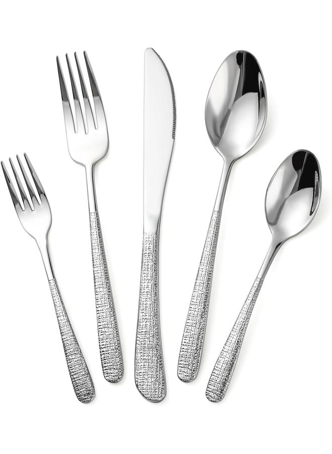 Bluejw 20-Piece Silverware Set Stainless Steel Flatware Set for 4 kitchen Utensils Cutlery Set Includes Knives Forks Spoons For Kitchen Home Hotel - Image 1