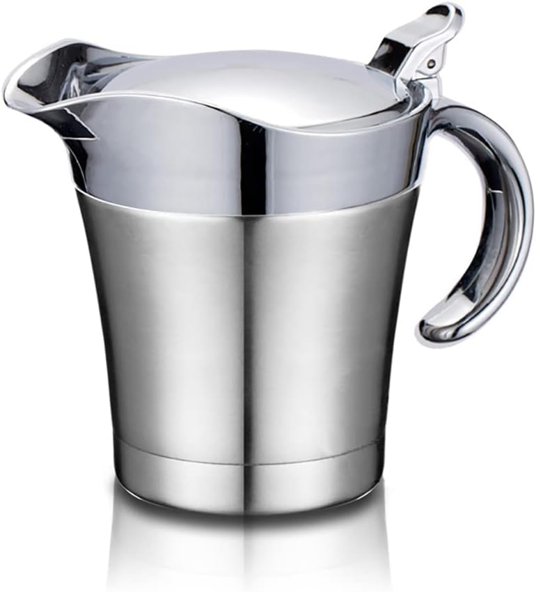 DIKEDON Stainless-Steel Double Insulated Gravy Boat - Sauce Jug with Hinged Lid, Ideal for Gravy or Cream at Thanksgiving, Gravy Pitcher - 16 oz/450 ml - Image 2