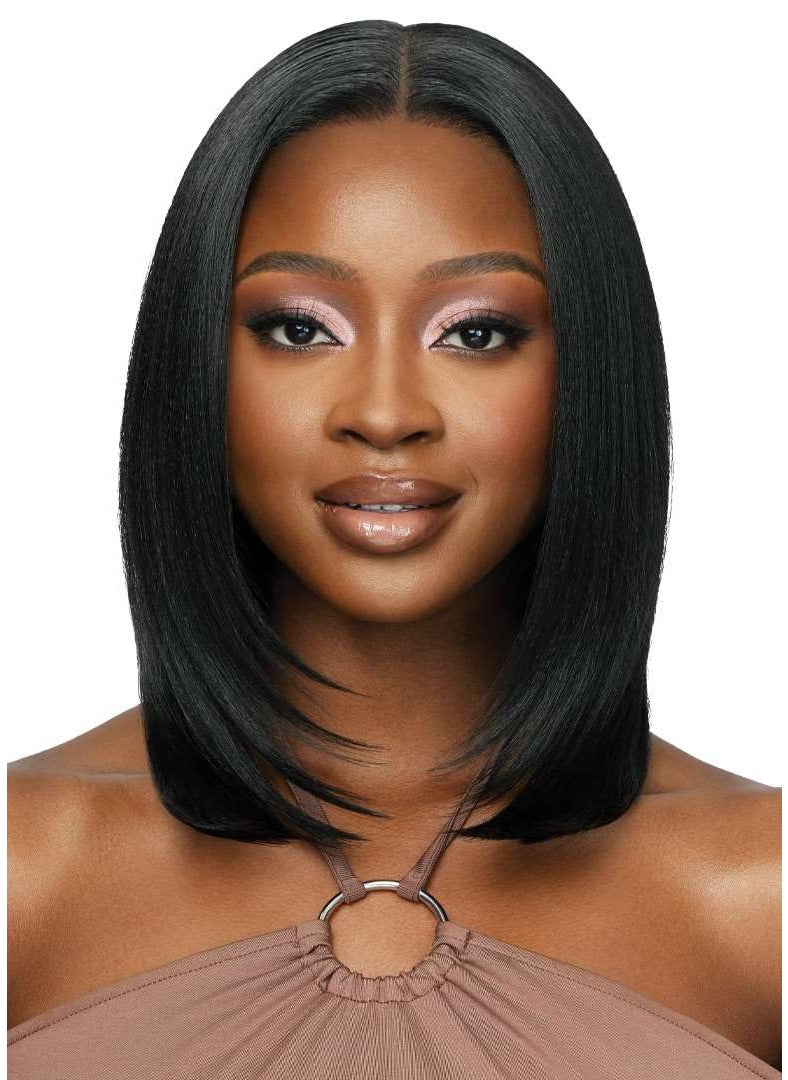 Outre Outre - 5X5 Lace Closure Wig - Human Hair Blend - Natural Yaki 14" (OFF BLACK 1B) 